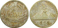 Guatemala 1/4 Real Guatemala Silver 1895 Radiant sun 3 volcanoes KM# 162 (22 671) -