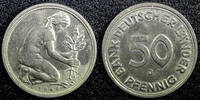 Germany 50 Pfennig Germany-Federal Republic Copper-Nickel 1949 J Hamburg UNC KM#104(15) -