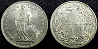 Switzerland 2 Francs 1969 SWITZERLAND Copper-Nickel 1969  UNC KM# 21a.1 ... 8,55 EUR  zzgl. 12,88 EUR Versand