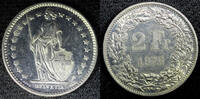 Switzerland 2 Francs 1976 SWITZERLAND Copper-Nickel 1976  PROOF LIKE FLA... 8,55 EUR  zzgl. 12,88 EUR Versand