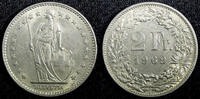 Switzerland 2 Francs 1969 SWITZERLAND Copper-Nickel 1969  KM# 21a.1 (23 ... 8,55 EUR  zzgl. 12,88 EUR Versand