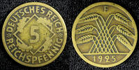 Germany 5 Reichspfennig Germany Weimar Republic Aluminium-Bronze 1925 F KM# 39 (23 606) -