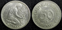 Germany 50 Pfennig Germany - Federal Republic Copper-Nickel 1950 D Munich KM# 109.1 (1) -