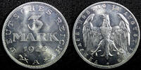 Germany 3 Mark Germany Weimar Republic 1922 A LEGEND AROUND EAGLE GEM BU KM#29 (23 616) -