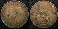 United Kingdom 1 Penny Great Britain George VI Bronze 1938 KM# 845 (24 222) -