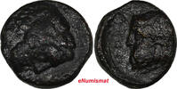 Italy AE SICILY.GELA AE Tetras, 339-310 BC.3,58 g.AE-13 Gela / Head of Herakles SCARCE -