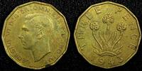United Kingdom 3 Pence Great Britain George VI Nickel-Brass 1943 WWII Issue High Grade KM849(6) -