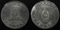 Yugoslavia 5 Dinara 1945 Yugoslavia Zinc 1945  WWII Issue 26.5mm 1 Year ... 5,97 EUR  zzgl. 12,88 EUR Versand