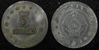 Yugoslavia 5 Dinara 1945 Yugoslavia Zinc 1945  WWII Issue 26.5mm 1 Year ... 2,53 EUR  zzgl. 12,88 EUR Versand