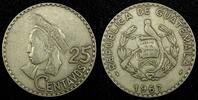 Guatemala 25 Centavos GUATEMALA Copper-Nickel 1967 Small Date Light Toned KM# 269 (2 560) -
