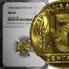 Argentina 5 Centavos 1944 ARGENTINA Aluminum-Bronze 1944  NGC MS64 GEM B... 51,53 EUR  zzgl. 12,88 EUR Versand