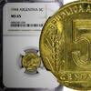 Argentina 5 Centavos 1944 ARGENTINA Aluminum-Bronze 1944  NGC MS65 TOP G... 64,42 EUR  zzgl. 12,88 EUR Versand