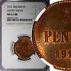 Finland 5 Pennia FINLAND Nicolas II (1895-1917) GRAND DUCHY 1917 NGC MS63 RB KM# 15 (30) -