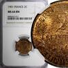 France 2 Centimes 1901 FRANCE Bronze 1901  NGC MS64 BN 1 GRADED HIGHEST ... 64,42 EUR  zzgl. 12,88 EUR Versand