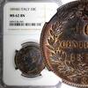 10 Centesimi ITALY Copper Umberto I 1894 BI  NGC MS62 BN Nice Toned KM# 27.1 (45)