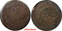 5 Centimes France Anvers. Antwerp Louis XVIII  1814 JLGN aVF RARE KM 4.1 (7110) Uncertified
