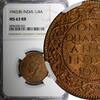 India 1/4 Anna India-British George VI 1942 (B) Short Trefoils NGC MS63 RB KM# 531 (2) -