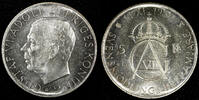 Sweden 5 Kronor SWEDEN Silver 1952 ST 70th Birthday Gustaf VI Adolf BU KM# 828 (26 711) -