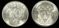Sweden 10 Öre SWEDEN Gustaf V Silver 1933 G SCARCE DATE ch.UNC KM# 780 (26 645) -