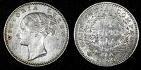 India 1/4 Rupee India-British Victoria Silver 1840 (B) Bombay Mint XF KM# 453.1 (348) -