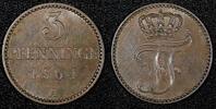 Finland 3 Pfennig German States MECKLENBURG-SCHWERIN 1864 A LAST YEAR XF KM# 310 (187) -