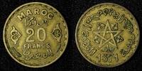 Morocco 20 Francs Morocco Mohammed V Aluminum-Bronze 1371 (1952) Y# 50 (27 625) -