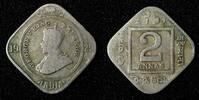 India 2 Annas India-British George V 1929 Calcutta Mint KM# 516 (27 621) -