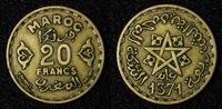 Morocco 20 Francs Morocco Mohammed V Aluminum-Bronze 1371 (1952) Y# 50 (27 627) -