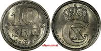 Denmark Christian X 1921(h) HCN; GJ 10 Ore CHOICE UNC KM# 818.2a (14 888) unz