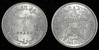 France 1 Franc Morocco Mohammed V AH 1370 (1951) Paris Mint UNC Y# 46 (27 382) -