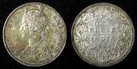 India Rupee India-British Victoria Silver 1889 B incuse XF .Nice Toned KM# 492 (559) -
