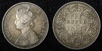 India Rupee India-British Victoria Silver 1885 B raised XF. Nice Toned KM# 492 (562) -