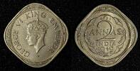 India 2 Annas India-British George VI Copper-Nickel 1946 Toned KM# 542 (27 610) -