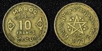 Morocco 10 Francs Morocco Mohammed V Aluminum-Bronze 1371 (1952) Y# 49 (27 665) -