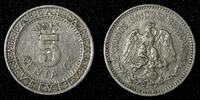 Mexico 5 Centavos Mexico ESTADOS UNIDOS MEXICANOS Nickel 1911 M Wide Date KM# 421 (419) -
