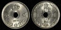 Norway Ore 1948 Norway Haakon VII Copper-Nickel 1948 50 Ore UNC Nice Ton... 10,74 EUR  zzgl. 12,88 EUR Versand