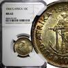 South Africa 10 Cents South Africa Silver 1964 Jan van Riebeeck NGC MS62 Toned KM# 60 (039) -