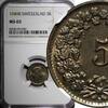 Switzerland 5 Rappen 1949 SWITZERLAND Copper-Nickel 1949 B  NGC MS65 HEL... 42,94 EUR  zzgl. 12,88 EUR Versand