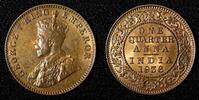 India 1/4 Anna India-British George V Bronze 1936 (B) UNC RED Toned KM# 512 (27 726) -
