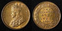 India 1/4 Anna India-British George V Bronze 1930 (C) Calcutta UNC KM# 512 (728) -
