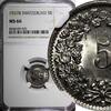 Switzerland 5 Rappen 1937 SWITZERLAND Nickel 1937  NGC MS66 GEM BU Toned... 64,42 EUR  zzgl. 12,88 EUR Versand