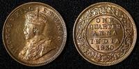 India 1/4 Anna India-British George V 1930 (C) Calcutta UNC/BU RAINBOW KM# 512 (729) -