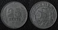 Netherlands 25 Cents Netherlands Wilhelmina I Zinc 1941 WWII Issue BETTER DATE KM# 172 (958) -