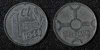 Netherlands 1 Cent Netherlands German Occupation Zinc 1944 WWII ISSUE KEY DATE KM# 170 (7) -
