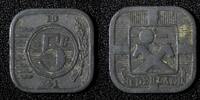 Netherlands 5 Cents Netherlands Wilhelmina I Zinc 1941 WWII Issue KM# 172 (27 954) -