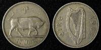Ireland 1963 Shilling Ireland Republic Copper-Nickel Bull KM# 14a (28 022) -