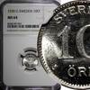 Ore 1930 Sweden Sweden Gustaf V Silver 1930 G 10 Ore NGC MS64 GEM BU KM# 780 (047) NGC MS64 GEM BU KM