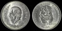 5 Pesos MEXICO Hidalgos Silver 1951  27.78 g 40 mm UNC KM# 467 (28 704) unz
