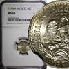 10 Centavos MEXICO Silver 1934 M  NGC MS65 GEM BU Nice Toned KM# 431 (014)