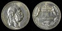 2 Korona Hungary Franz Joseph I Silver 1913 KB NICE CH.XF/AU KM# 493 (28 965) -